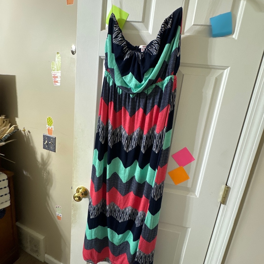 Tube Top Chevron Maxi Dress